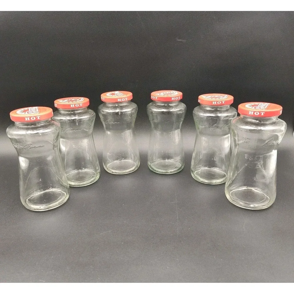 Set-6‎ Bottles Lids 16 Oz Jars Clean Glass Caps Reusable Empty Pace Picante📏📸